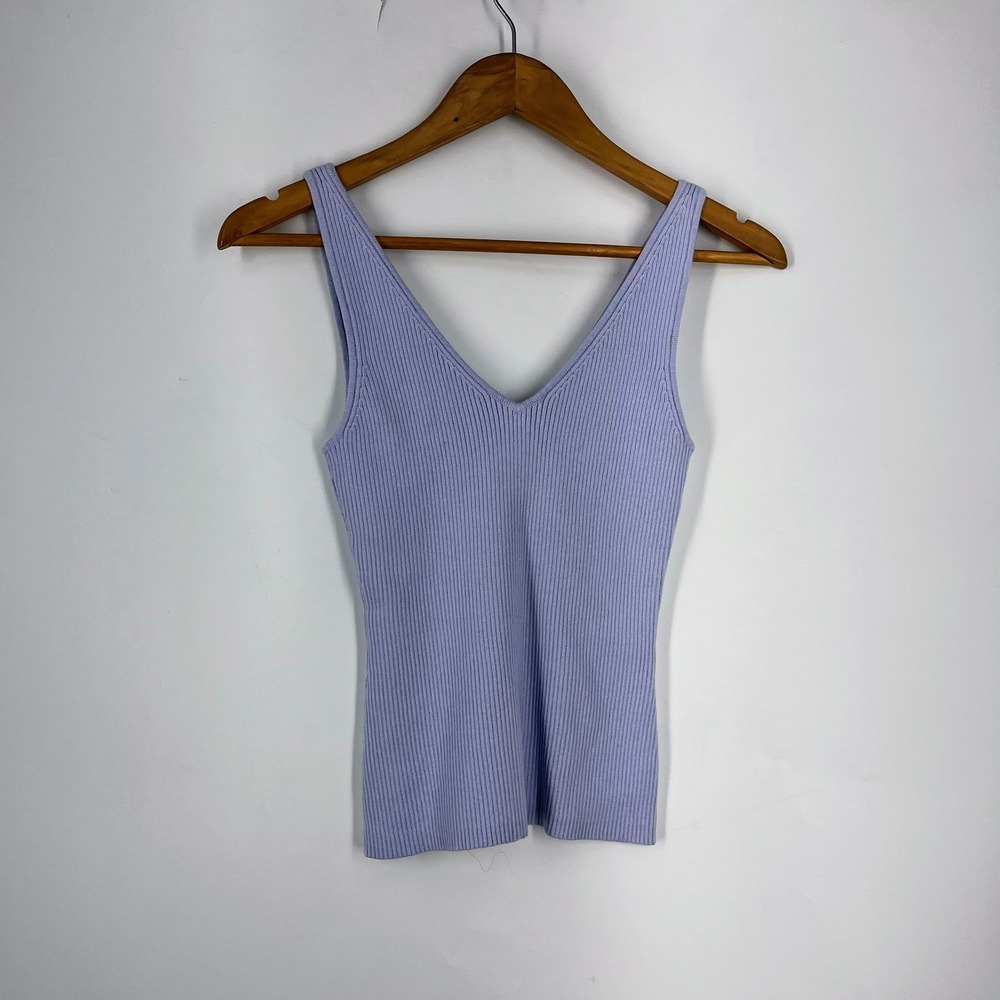 ANR+ Alp N Rock Purple Ribbed Knit V-Neck Tank Top Sleeveless Slim Fit Cami SZ S